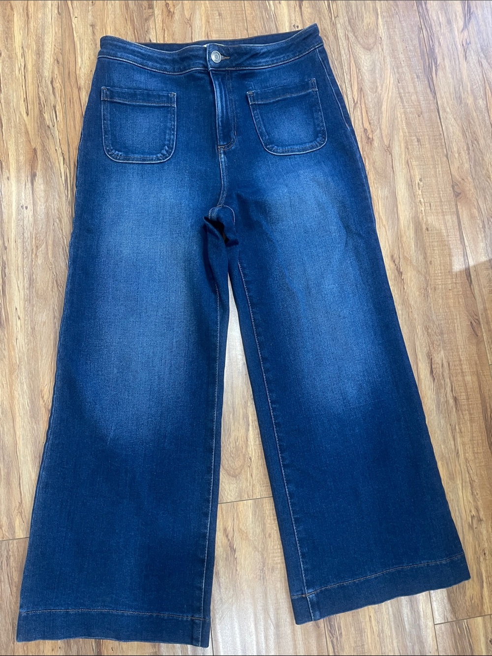 LC Lauren Conrad Navy Wide-Leg Jeans with Front Patch Pockets